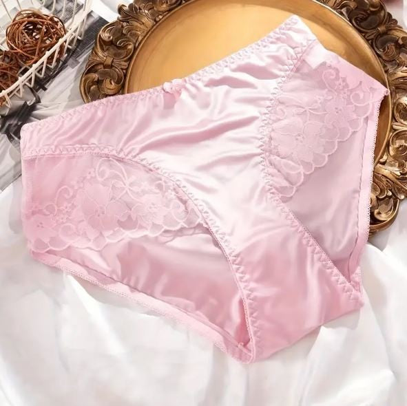Choose Your Colour Satin panties floral lace detail knickers gently ruched bum