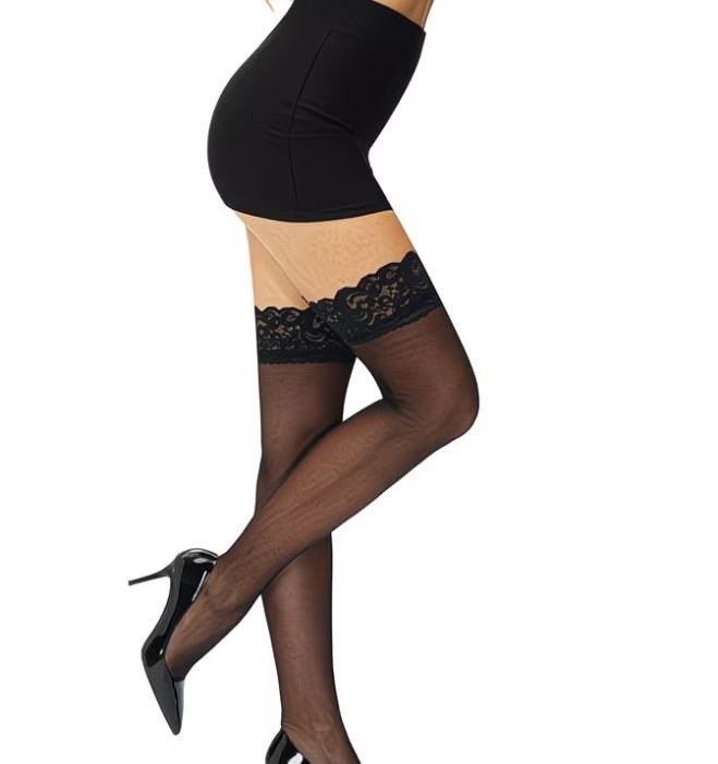 3x Elegant mixed stockings lace trim sheer thin thigh high stretchy one size