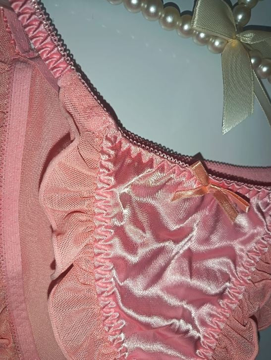 2 pack Sheer Mesh Ruffle Panties Satin Fairycore Coquette Lingerie size 10 M
