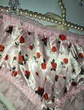 Pink Satin Rose Print Frilly Knickers Lace Trim Vintage Style panties size M 10