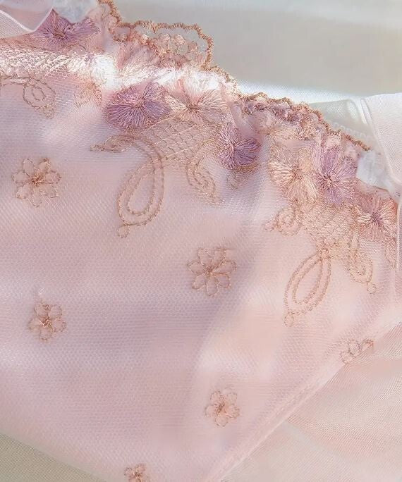 HOT! Japanese soft silky feel satin mesh trim panties embroidered tanga #sissy
