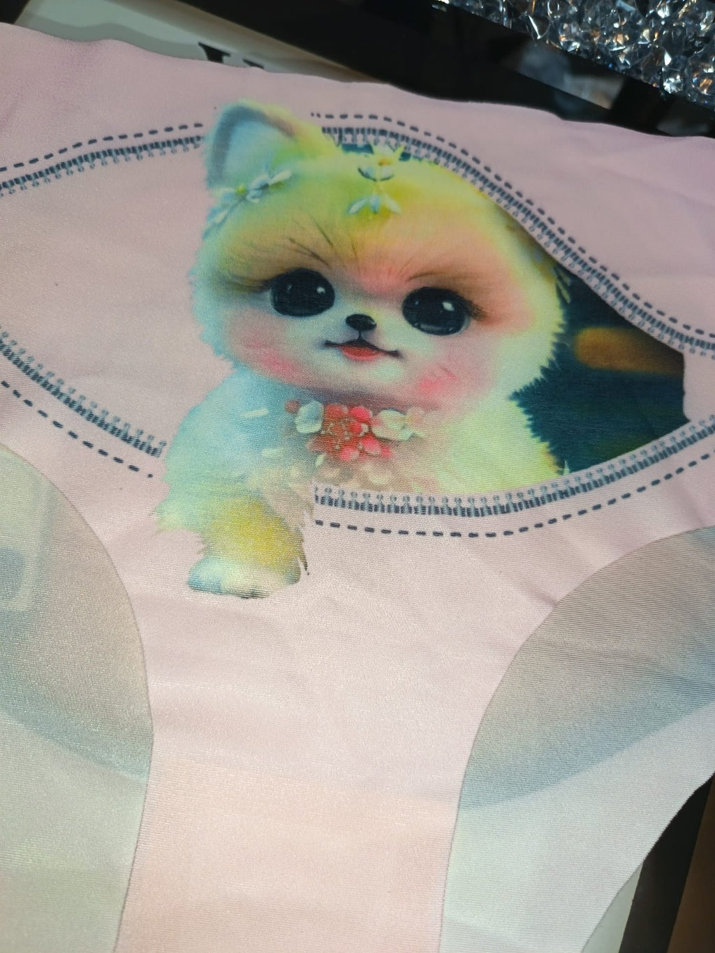 Womens silky feel satin panties seamless 3D cartoon print size M to L - 10/12/14