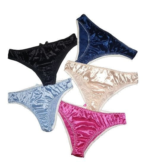 Women's unisex silky feel shiny satin knickers bow decor sissy CD TV