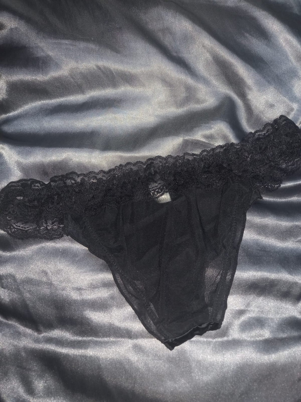 Women's French satin front knickers panties mesh back tanga sissy size 8/10 S/M