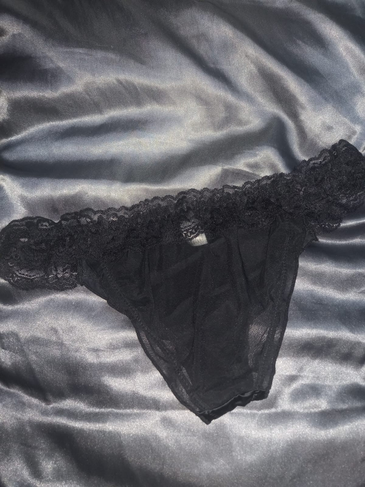 Women's French satin front knickers panties mesh back tanga sissy size 8/10 S/M