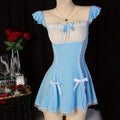 Plus Size 16-18 Sexy blue Maid Lingerie nightie Dress Lace Outfit XL cosplay