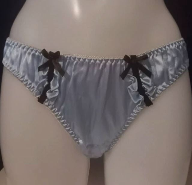 3 pack Satin Panties Coquette Bow Bikini Cut Lingerie silky soft sissy size S 8