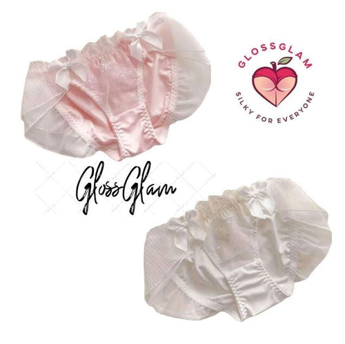 HOT! Japanese soft silky feel mesh trim panties embroidered bow tanga #sissy
