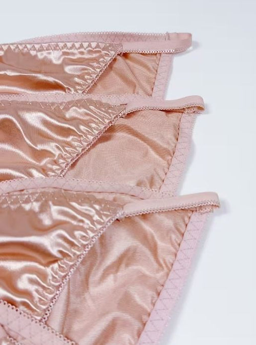 1x Womens pink soft silky feel satin tanga panties knickers  sissy size 8 (S)