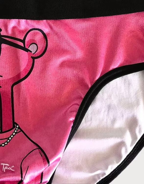 Men's soft ice silky feel satin panties pink extra comfy pink panther size M /10