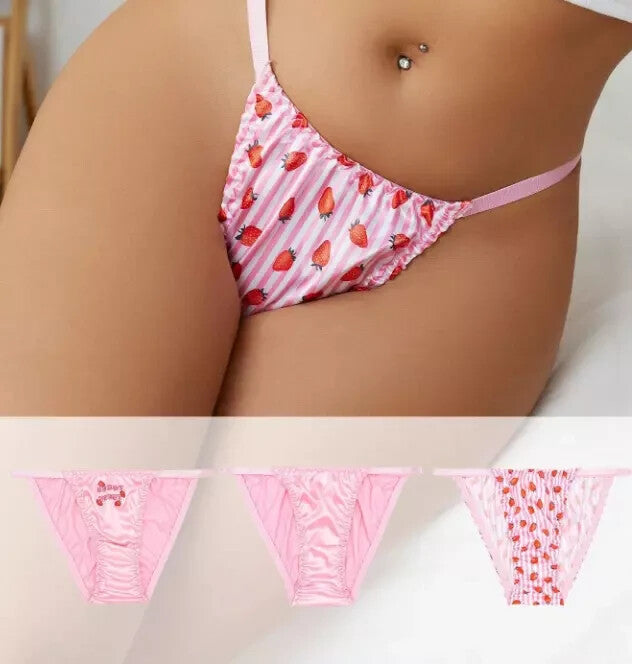 Woman's soft Silky feel Pink Tanga Knickers Panties stunning design sissy CD TV