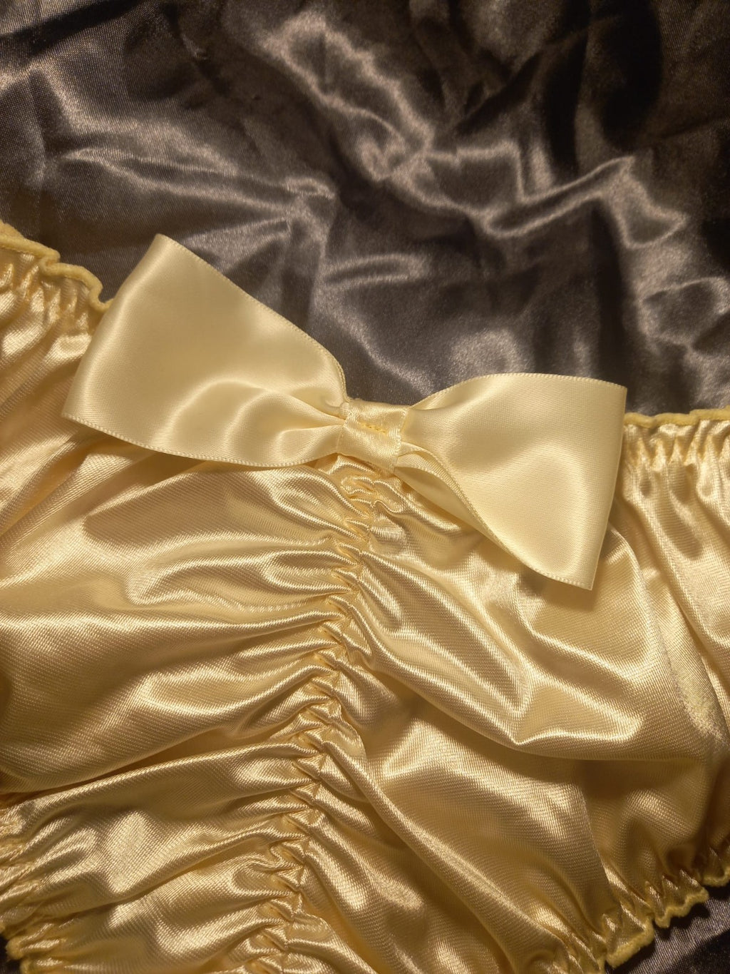 Womens elegant soft silky feel satin panties knickers glossy ruched sissy 3XL