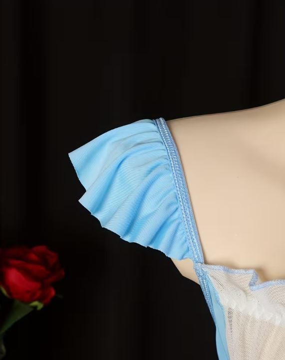 Plus Size 16-18 Sexy blue Maid Lingerie nightie Dress Lace Outfit XL cosplay