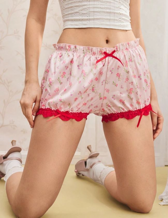 Women glossy silky feel satin knickers boyshort panties PJ shorts sissy size 8 S