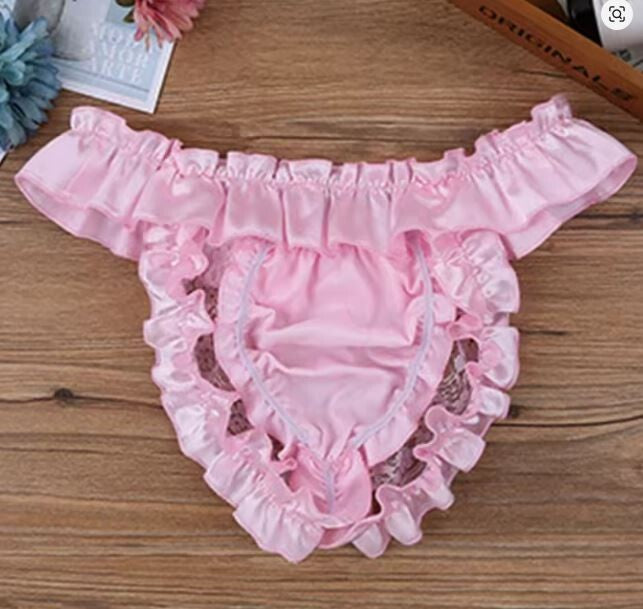 Stunning silky & lace sexy Sissy Panties for men cd tv drag maid shiny playful