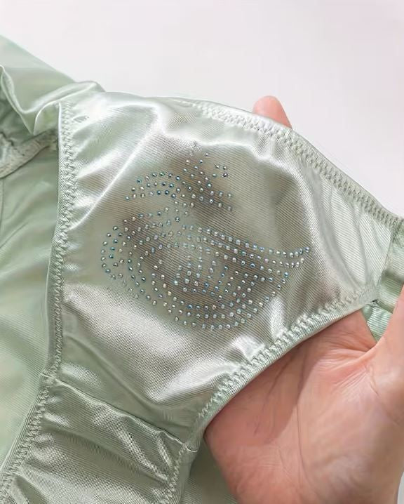 Silky feel mint green satin panties tanga comfy bum coverage size UK 8 / (S)