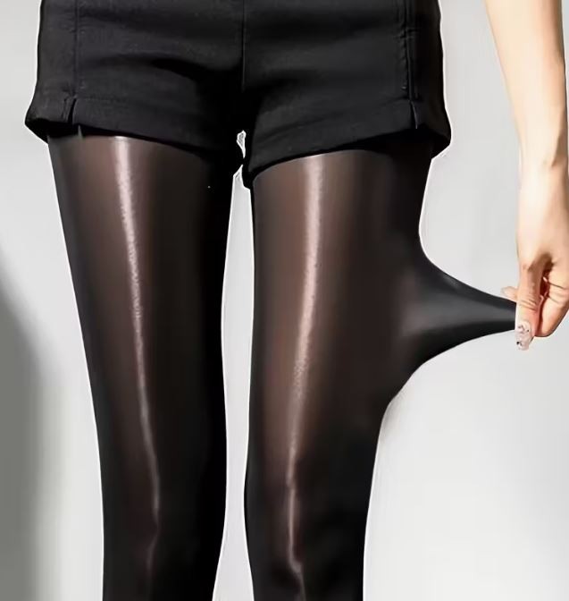 Women High Shine Oil Gloss Tights Sheer Pantyhose Shiny Stockings Black one size