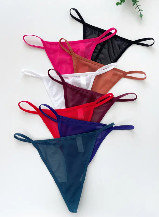Mesh thongs T-back multicolour pack of 8 comfortable and transparent sexy look