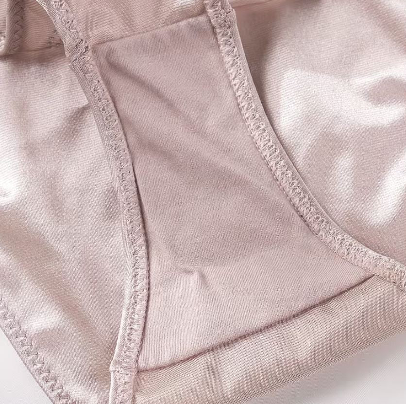 Silky feel champagne satin panties tanga full bum coverage size UK 16-18 / (XL)