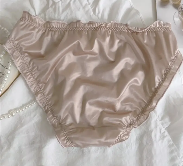 ''Dimple'' embroidery soft silky feel knickers satin frill trim panties sissy