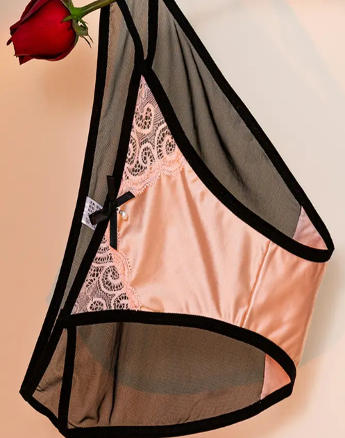Mesh silky feel knickers pearl decor on front soft panties #sissy #CD #TV #tanga