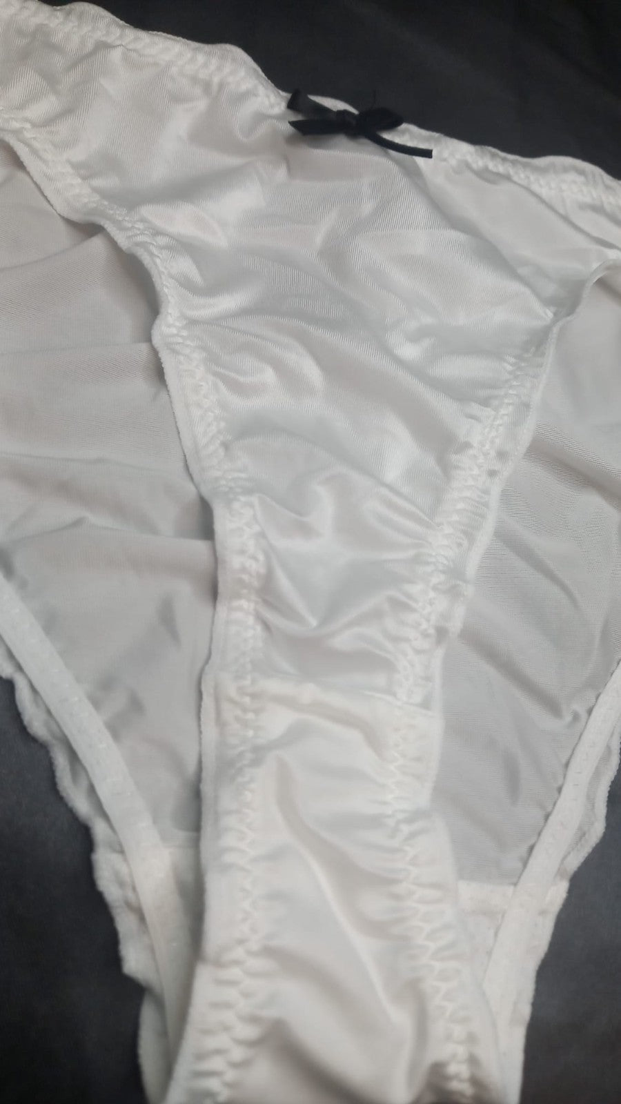 Women's elegant silky feel satin panties stretchy ruched sissy size 10 (M)