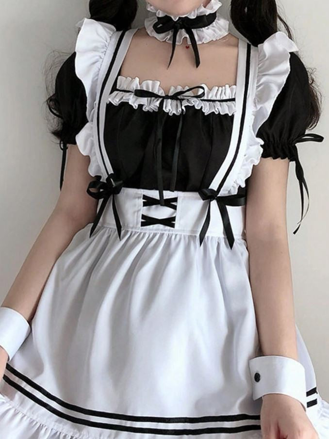 French Maid Costume set cosplay Fancy Dress Women Outfit size L / UK 12-14 sissy