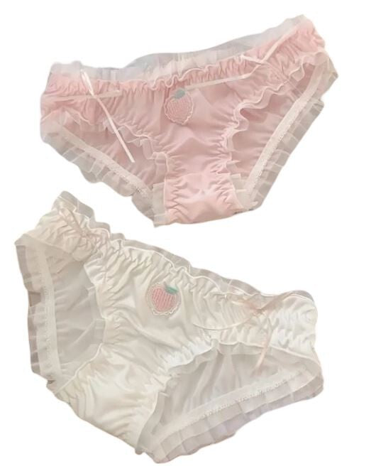 HOT! Japanese style soft silky feel satin lace trim panties embroidered #sissy