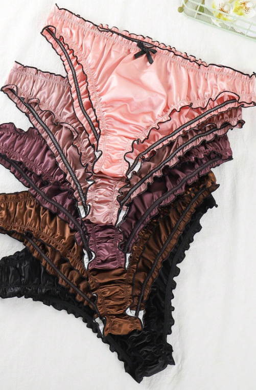 Luxurious ruffle edge satin / silk panties sissy CD soft knickers
