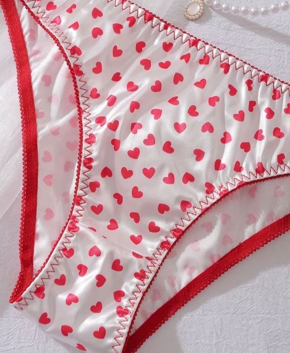 Valentine Day PetitDoll Heart print silky knickers satin panties size 16-18 (XL)