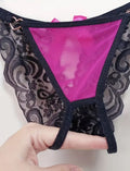 Women's soft mesh tanga Knickers Size S-UK 8 Pink Bow open crotch French style