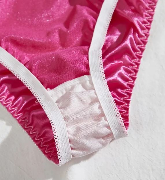 Women's unisex silky feel shiny satin knickers bow decor sissy CD TV