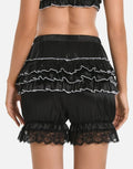 Silky satin bloomers black shorts pants ruffled lace trim sissy size M / UK 10