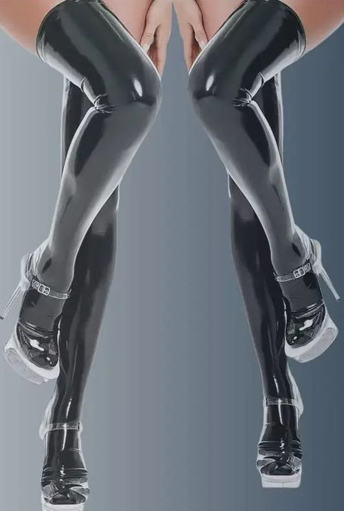 Glossy Stockings Faux Leather and PU Material Sexy Elegant smooth unisex sissy