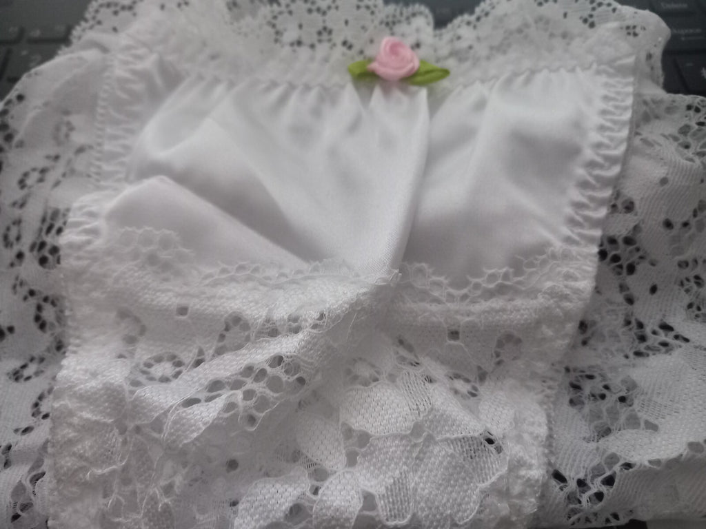 Tanga style soft silky feel lace knickers satin panties sissy bridal CD TV