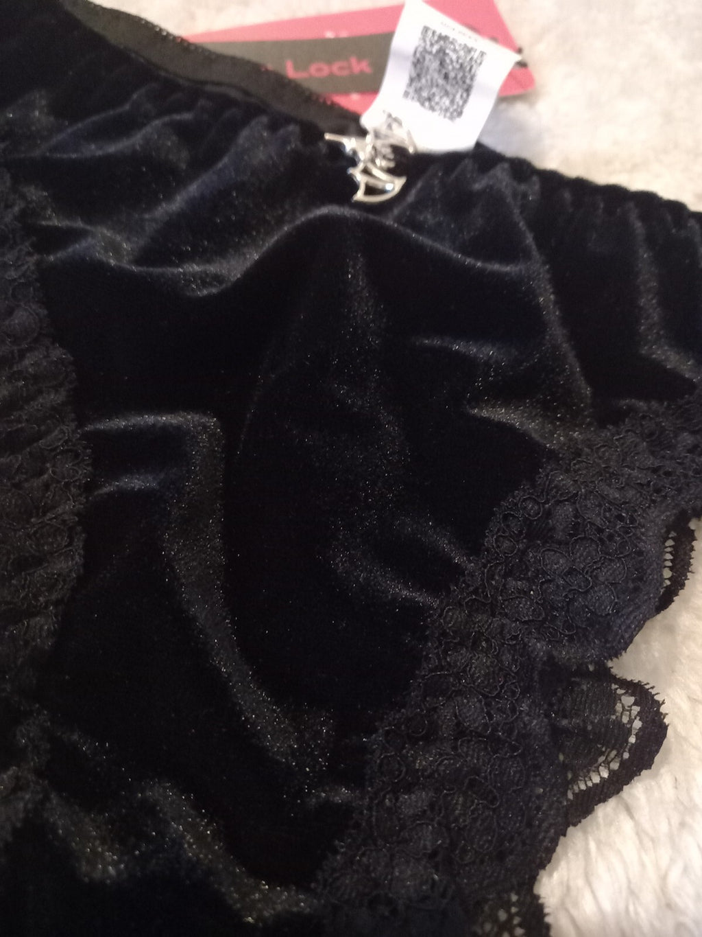 Soft Velvet & Lace with Batwing Pendant decor Triangle Panties sissy CD TV