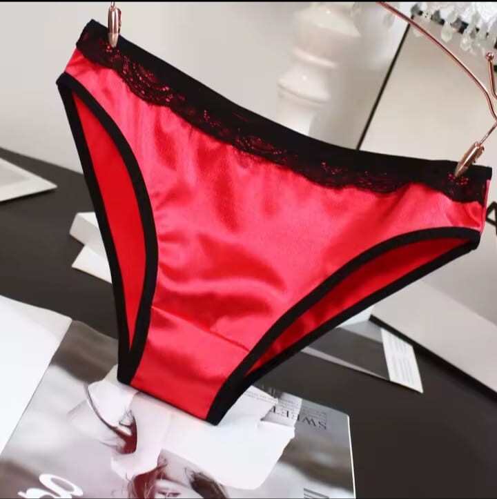 Women's stunning shiny soft silky feel satin knickers lace trim lush colours