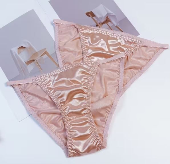 1x Womens pink silky feel satin tanga panties knickers  sissy size 12/14 (L)