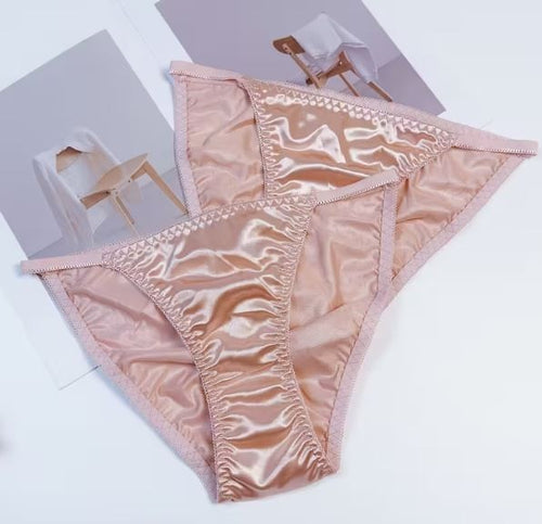 1x Womens pink silky feel satin tanga panties knickers  sissy size 12/14 (L)