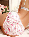 Floral soft silky feel satin panties knickers ruched sissy pink size XL UK 16-18