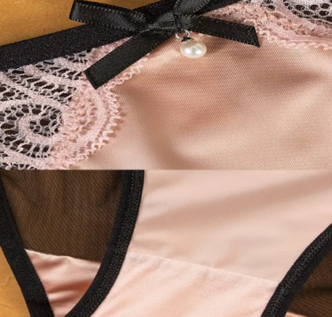 Mesh silky feel knickers pearl decor on front soft panties #sissy #CD #TV #tanga