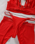 HOT! trendy lingerie 5-piece set soft silky feel satin chain detail women sissy