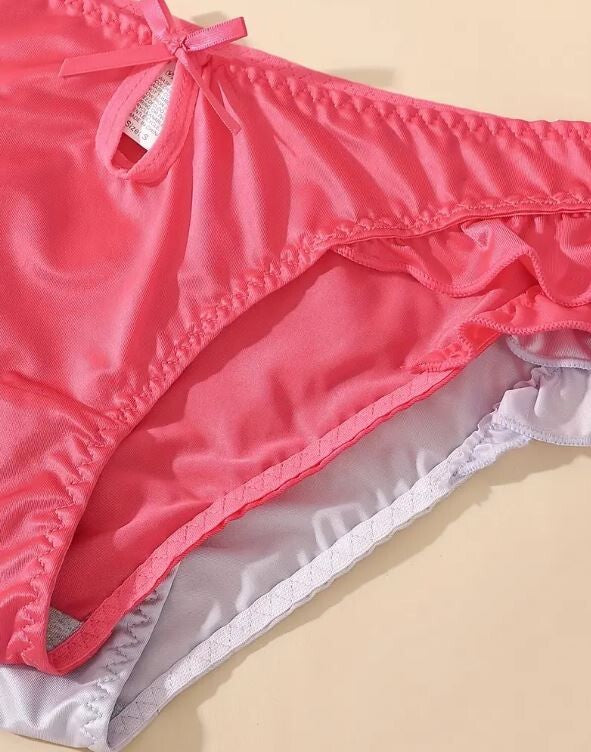Women’s Ruffle Bikini Briefs Elastic Soft Satin silky Feel Panties S M L XL