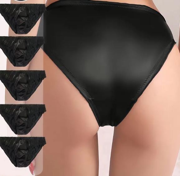 Women's soft smooth black glossy silky feel knickers satin panties sissy CD TV