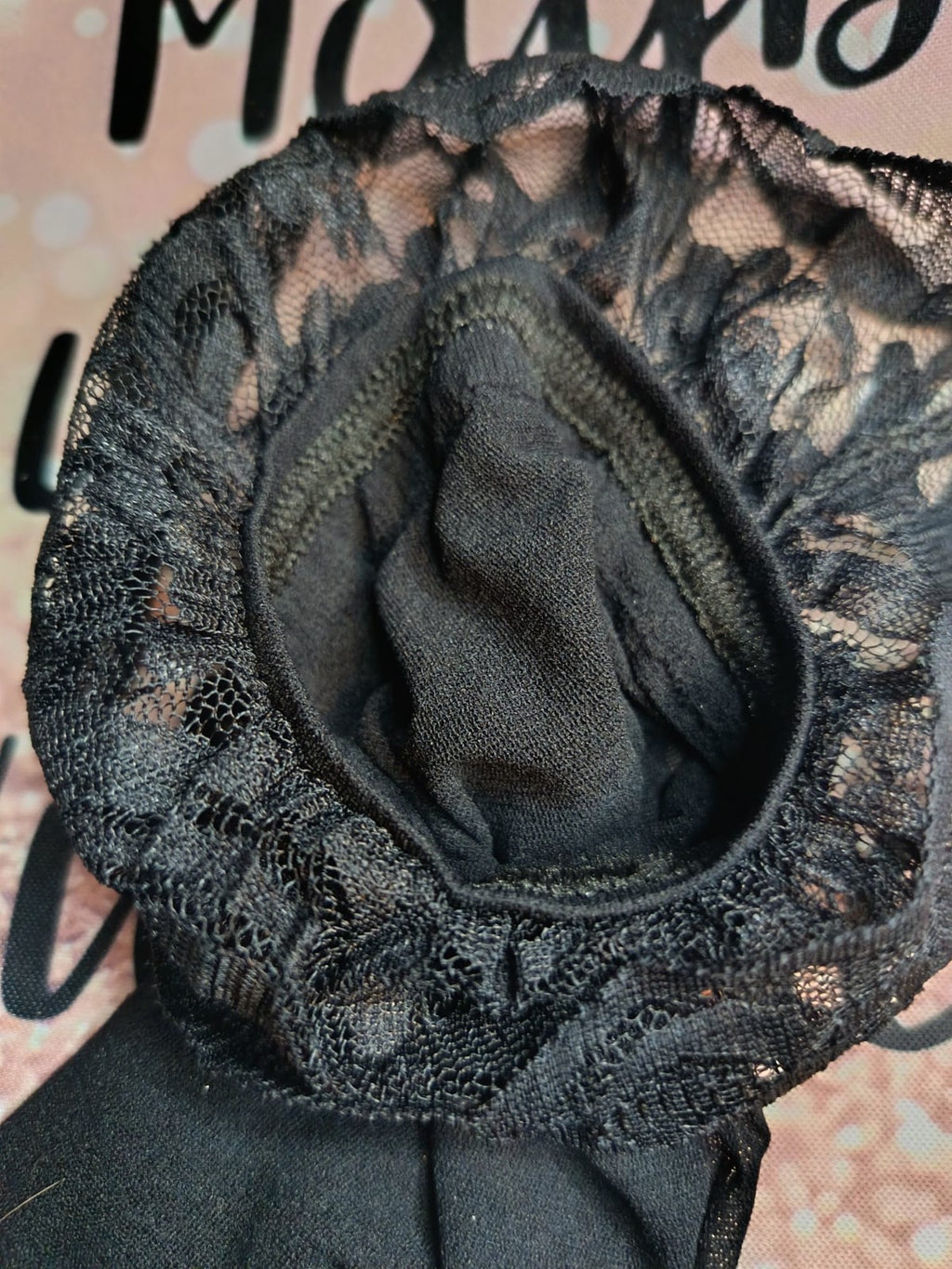 3x Elegant soft black stockings black lace trim sheer thigh high stretchy tops