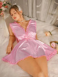 Silky feel luxury satin pink lingerie nightie lace trim sissy size XL / 16-18