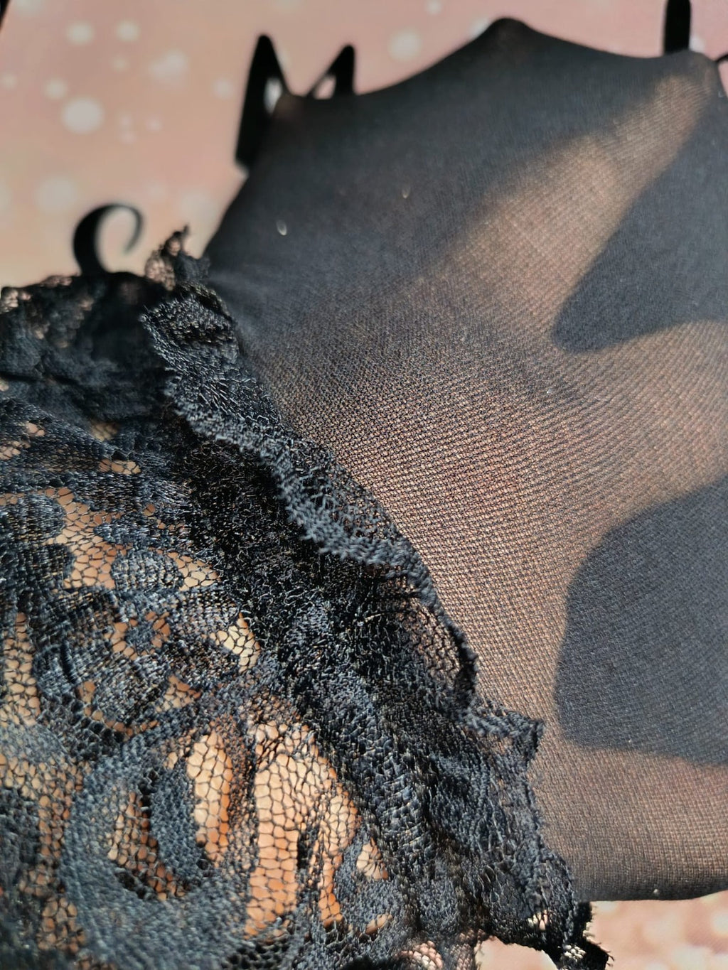 3x Elegant soft black stockings black lace trim sheer thigh high stretchy tops