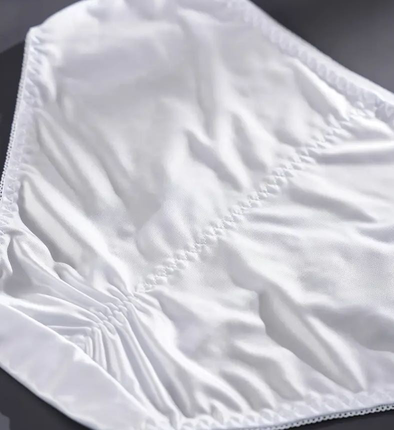 Women's white soft satin panties lace detail knickers gently ruched on bum