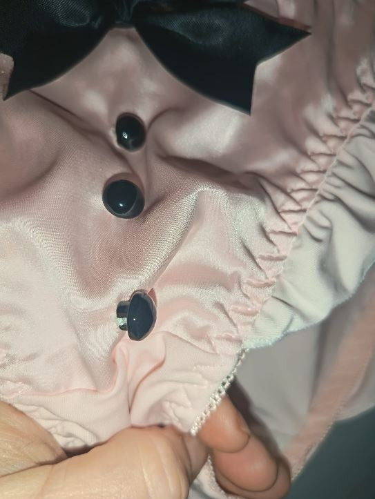 Pink Satin Frilly Knickers Lace Trim Bow Detail buttons detail size 2XL 14-16-18