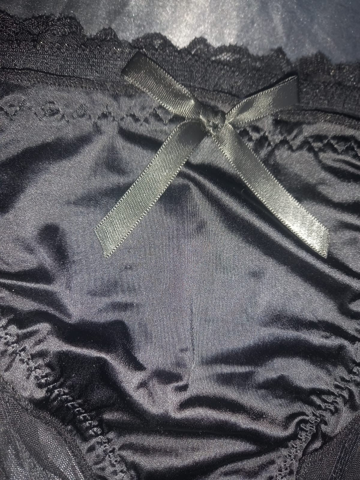 Women's French satin front knickers panties mesh back tanga sissy size 8/10 S/M